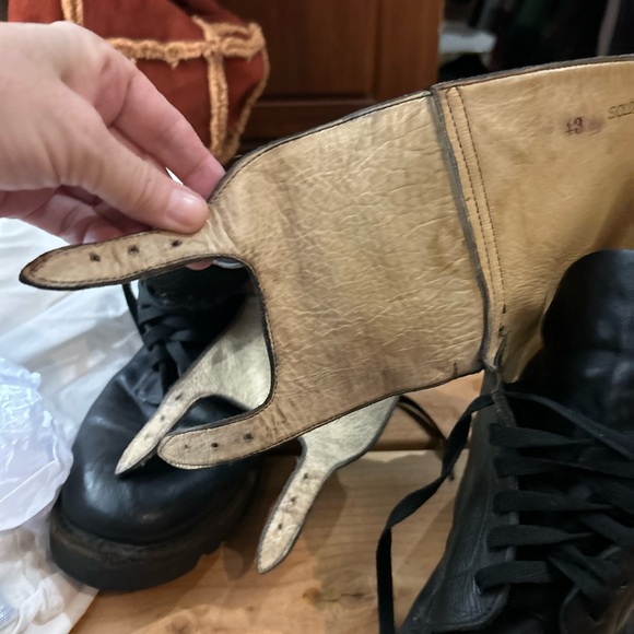 Vintage SOLDINI Leather Military Combat Boots Lug Sole Black 43 US 10 - Picture 12 of 16